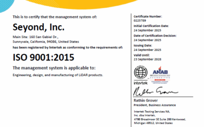 Seyond’s Quality Management System Achieves ISO 9001:2015 Certification with Intertek